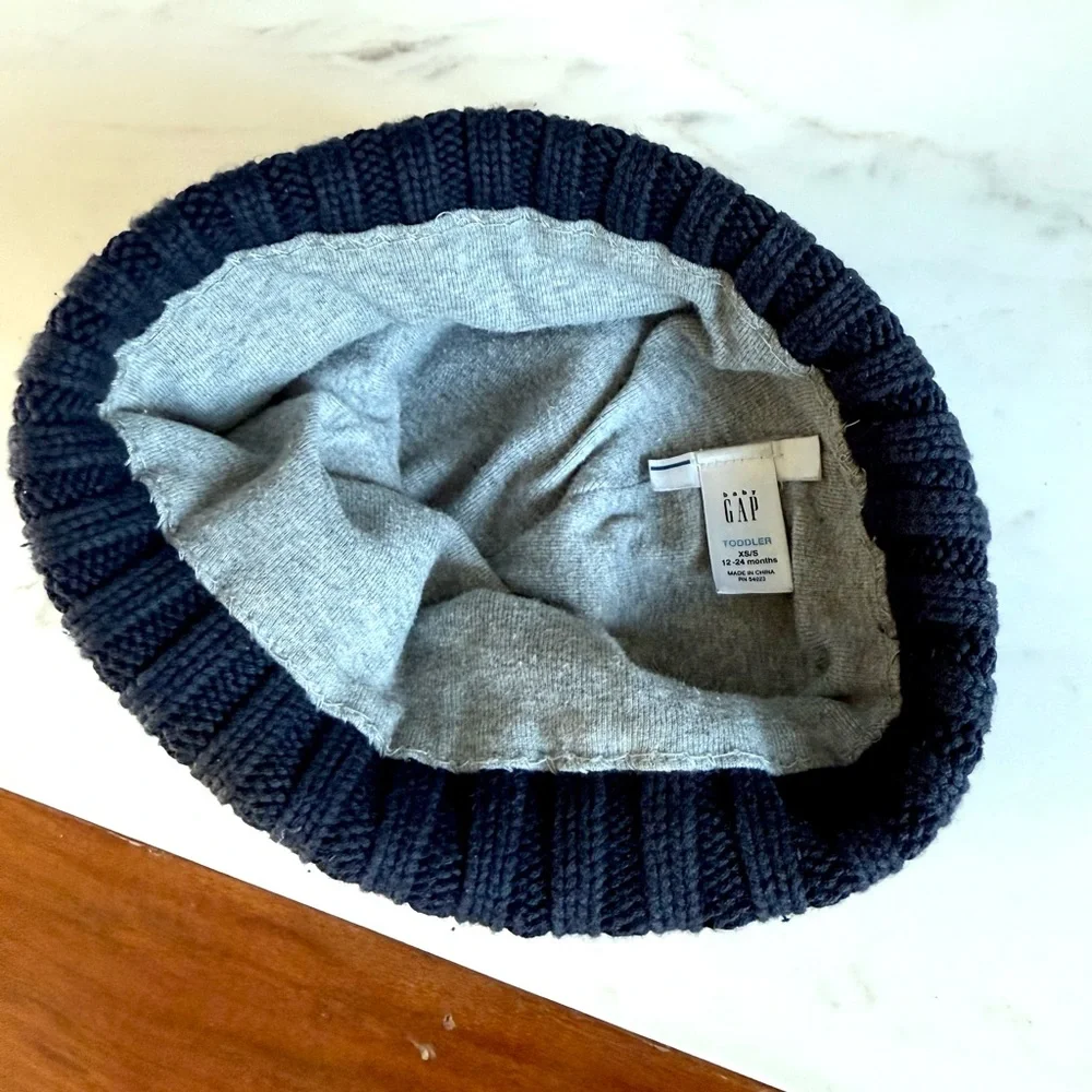 BABY GAP Toddlers Boys HAT Navy Blue Anchor Knit Beanie Size XS/S 12-24 months